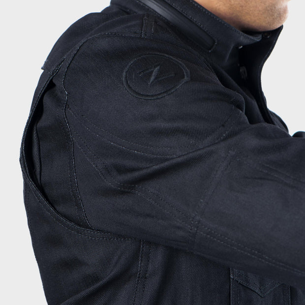 SS163 - Abrasion-Resistant Jacket with Ultra Strong Denim - Black Wax
